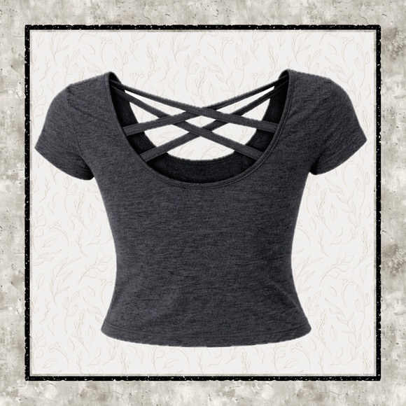 Wet Seal Criss Cross Back Crop Top Small | 2010s Soft Grunge Basic - Picture 4 of 5